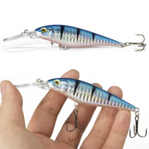 1PCS Colorful Stripe Pattern 11cm 10.5g Hard Bait Minnow Streak Fishing Lures Bass Fresh Water Hook Diving Perch Wobbler Fish