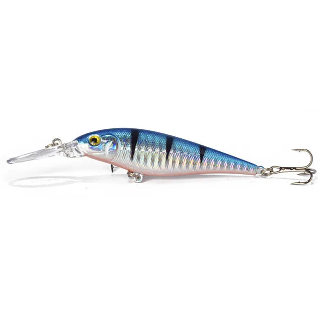 1PCS Colorful Stripe Pattern 11cm 10.5g Hard Bait Minnow Streak Fishing Lures Bass Fresh Water Hook Diving Perch Wobbler Fish