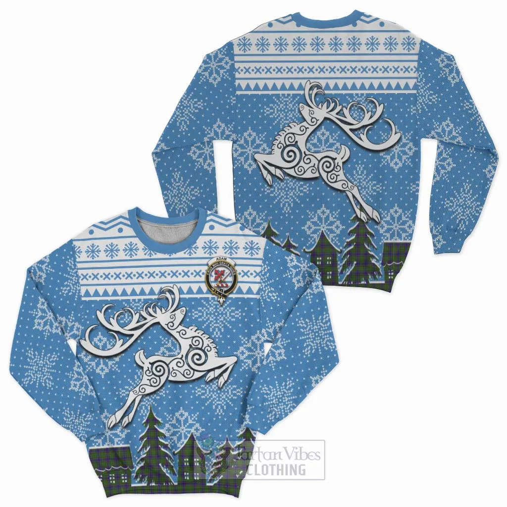 Adam Clan Christmas Sweatshirt Celtic Reindeer Style