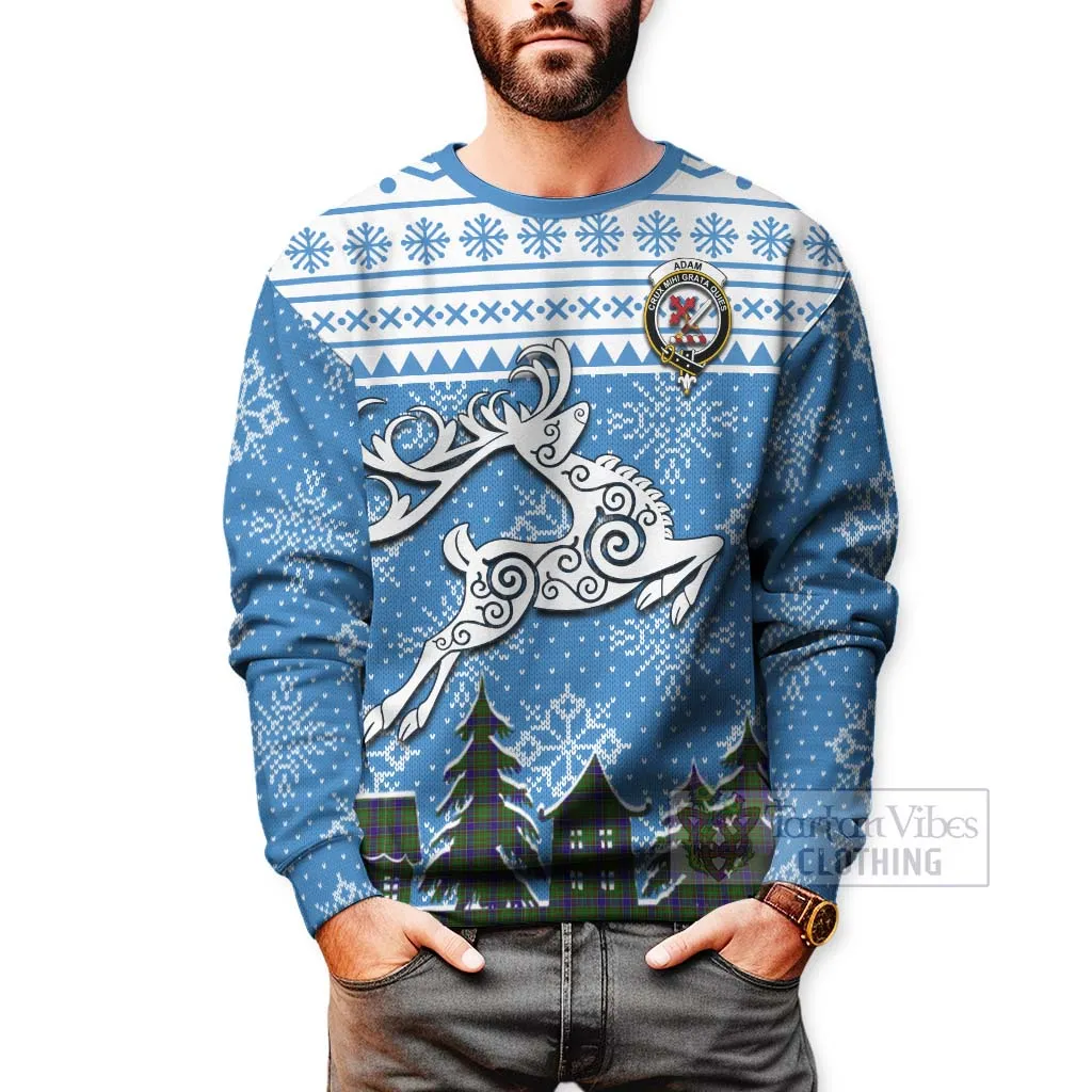 Adam Clan Christmas Sweatshirt Celtic Reindeer Style