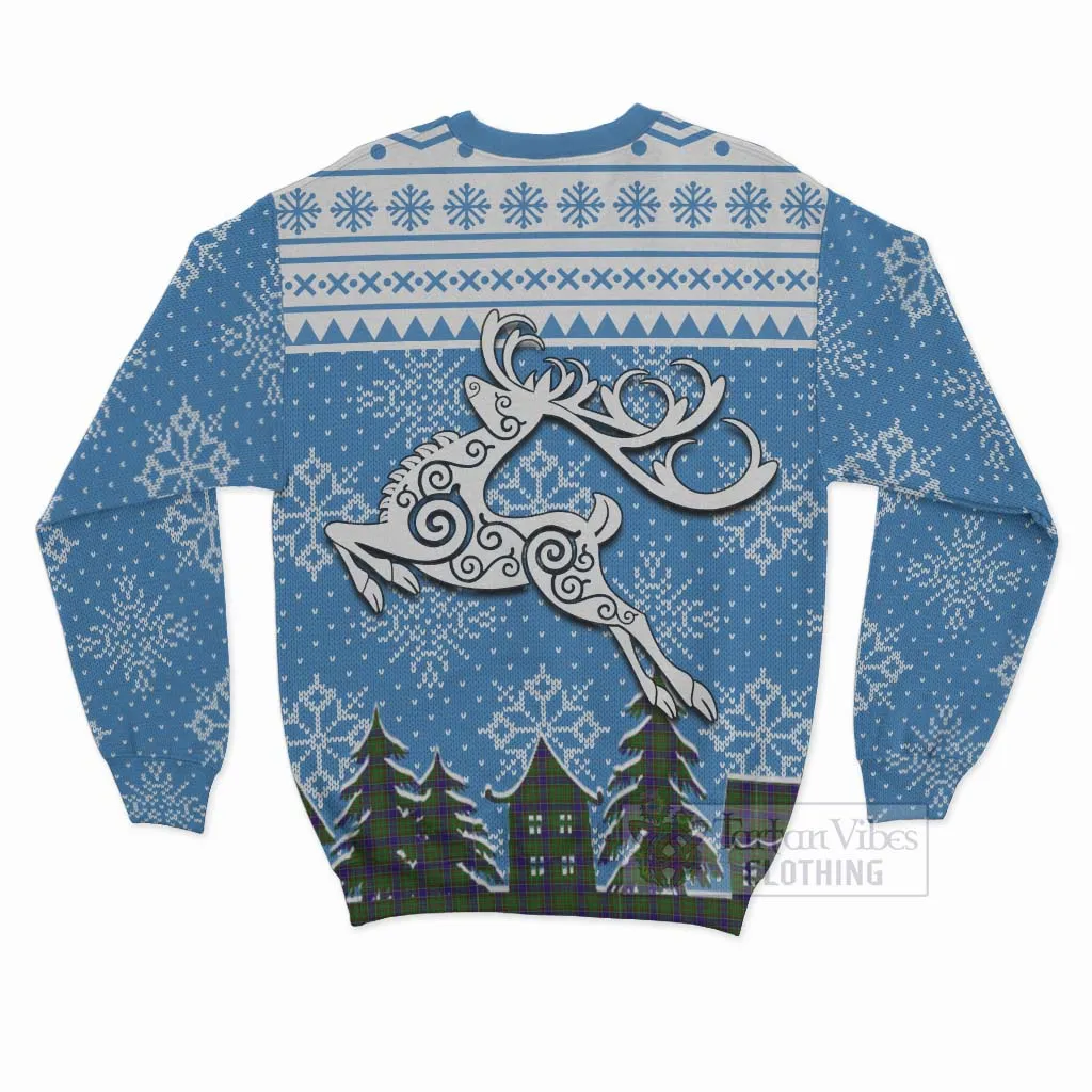 Adam Clan Christmas Sweatshirt Celtic Reindeer Style