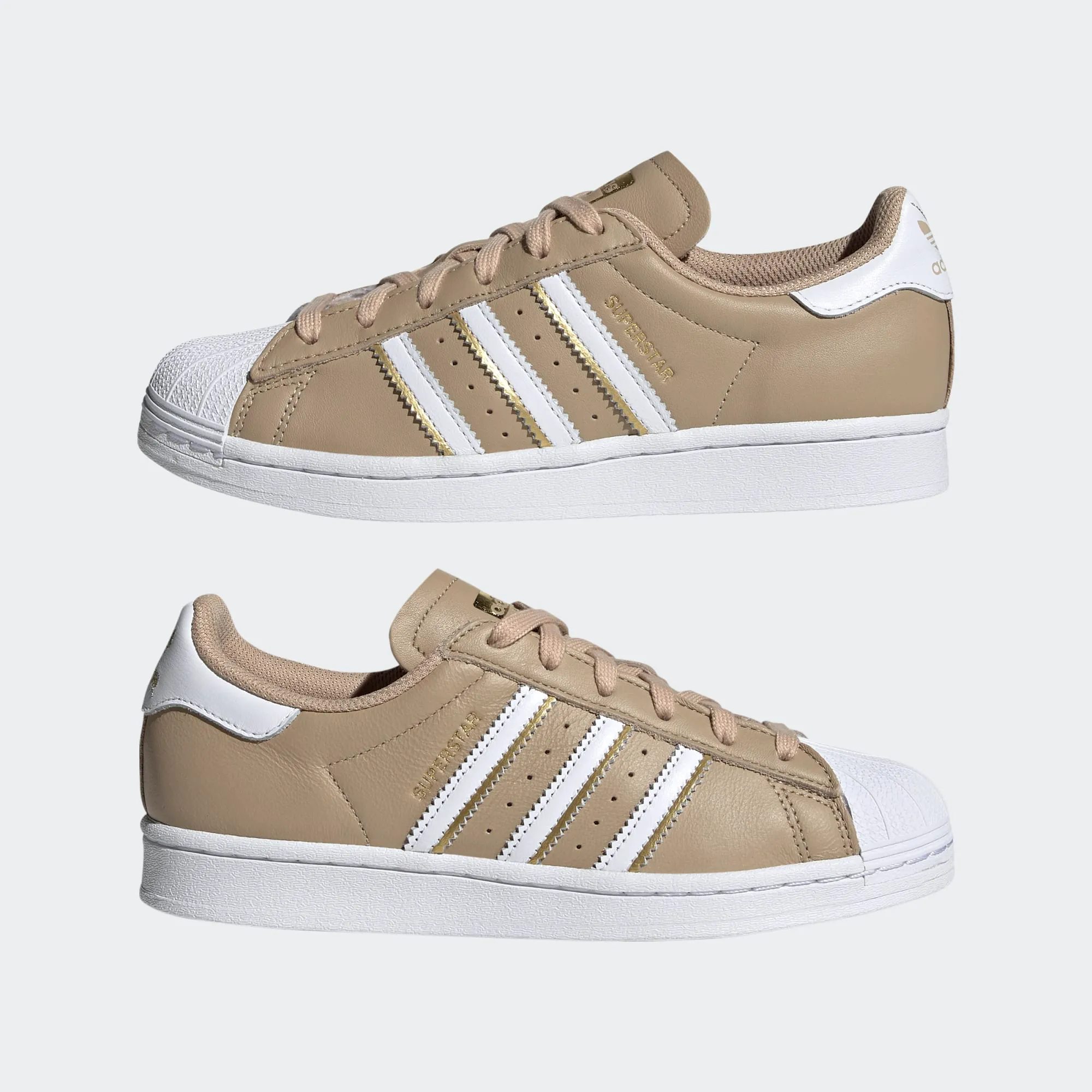 Adidas Women's Superstar Shoes - Cloud White / Pale Nude / Gold Metallic