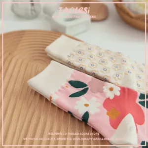 Adorable Pink Flower Cotton Socks