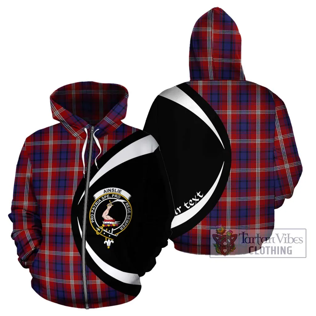 Ainslie Tartan Hoodie with Family Crest Circle Style