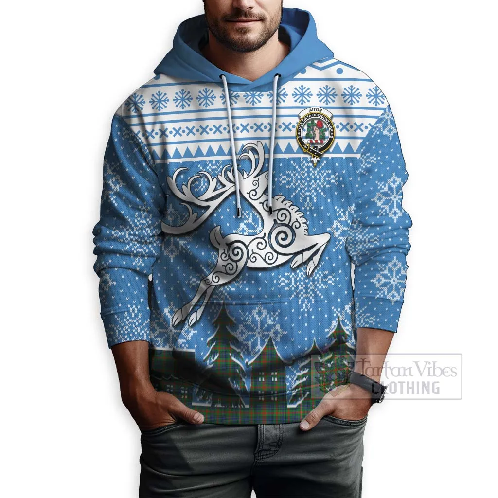 Aiton Clan Christmas Hoodie Celtic Reindeer Style