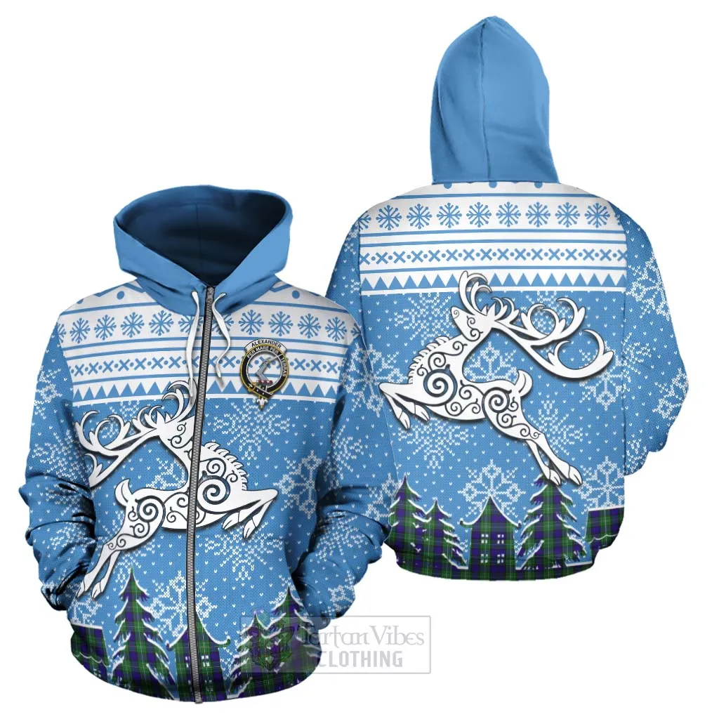 Alexander Clan Christmas Hoodie Celtic Reindeer Style