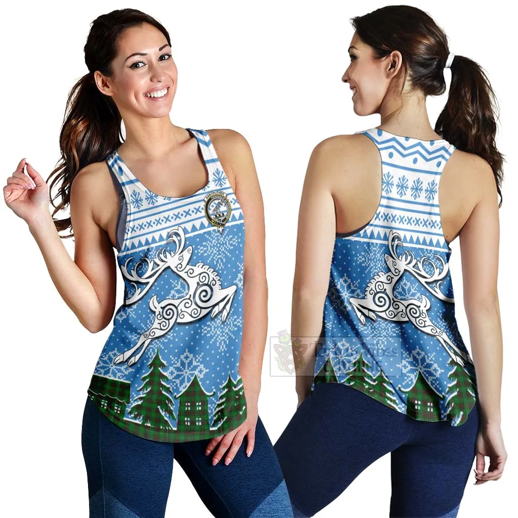 Anstruther Clan Christmas Women's Racerback Tanks Celtic Reindeer Style