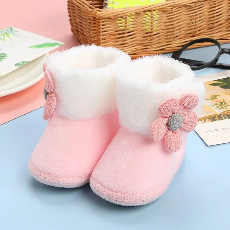 Baby Girls Soft Booties with Pompom