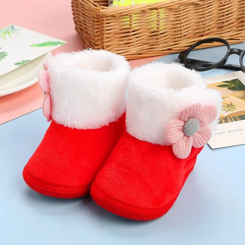 Baby Girls Soft Booties with Pompom