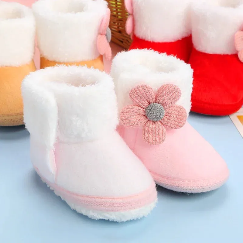 Baby Girls Soft Booties with Pompom