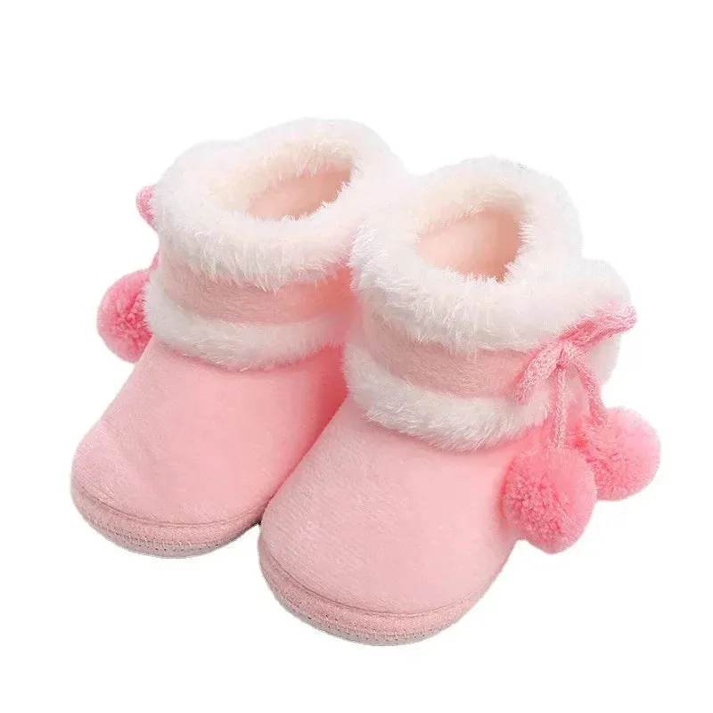 Baby Girls Soft Booties with Pompom