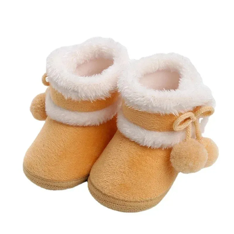 Baby Girls Soft Booties with Pompom