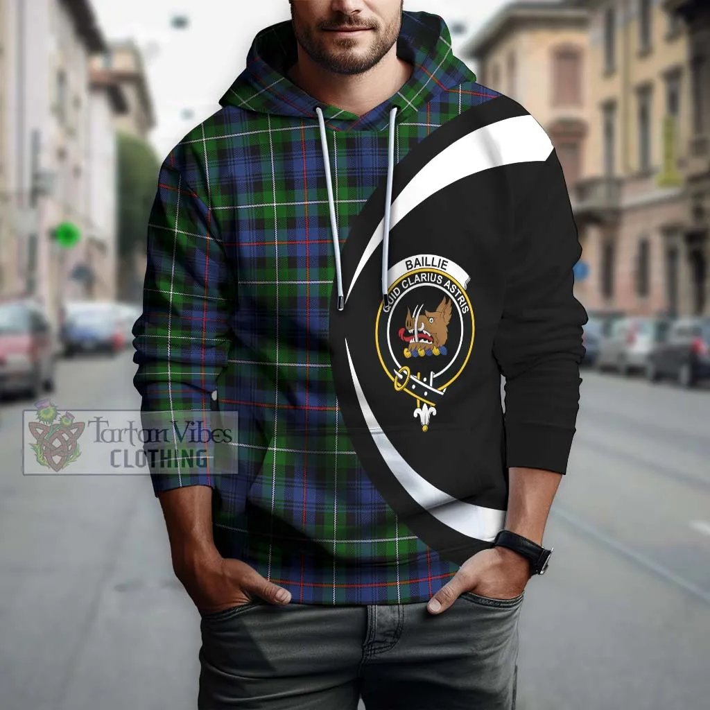 Baillie Tartan Hoodie with Family Crest Circle Style