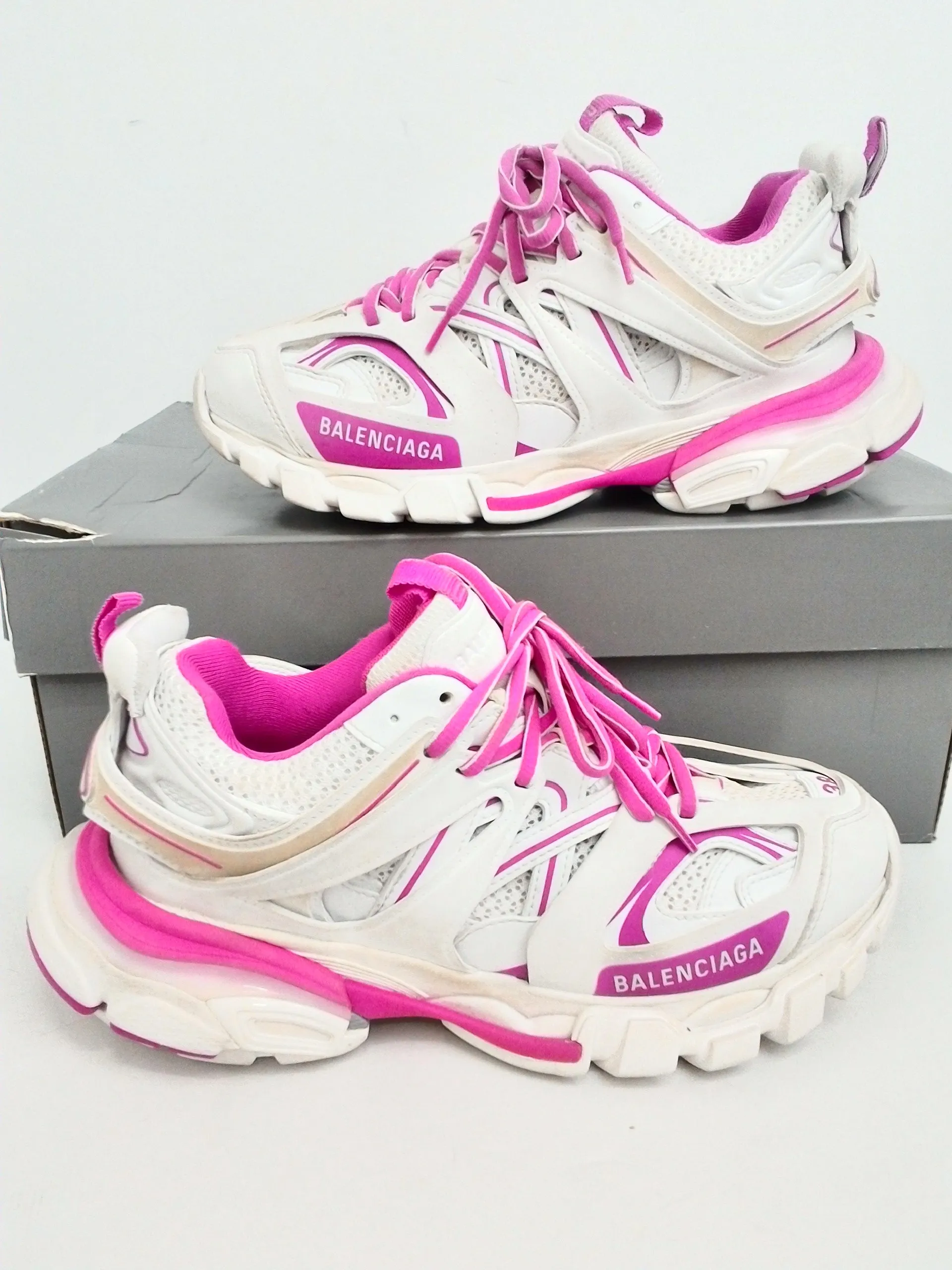 Balenciaga Women's Track Sneaker White Fluo Pink Size 38