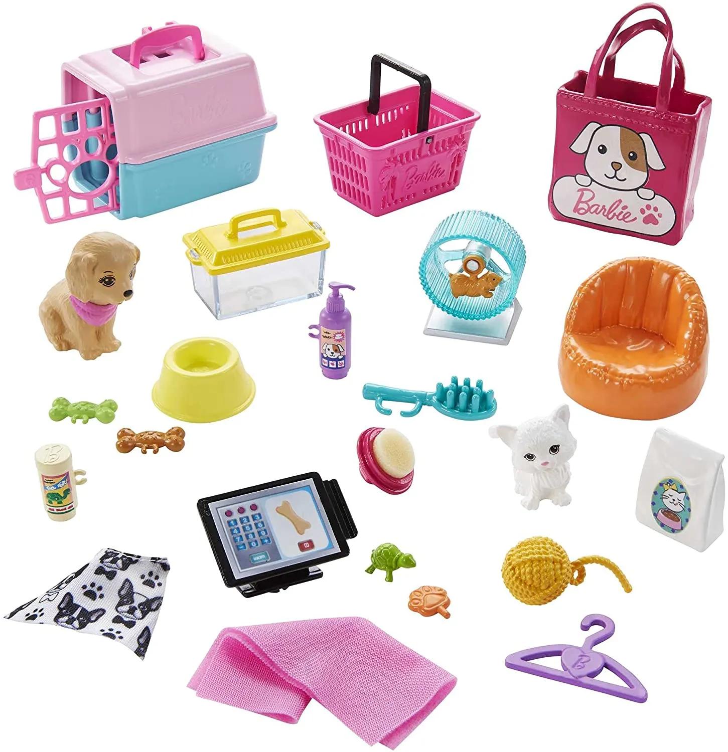 Barbie Doll (11.5-in Blonde) and Pet Boutique Playset with 4 Pets, Color-Change Grooming Feature and Accessories