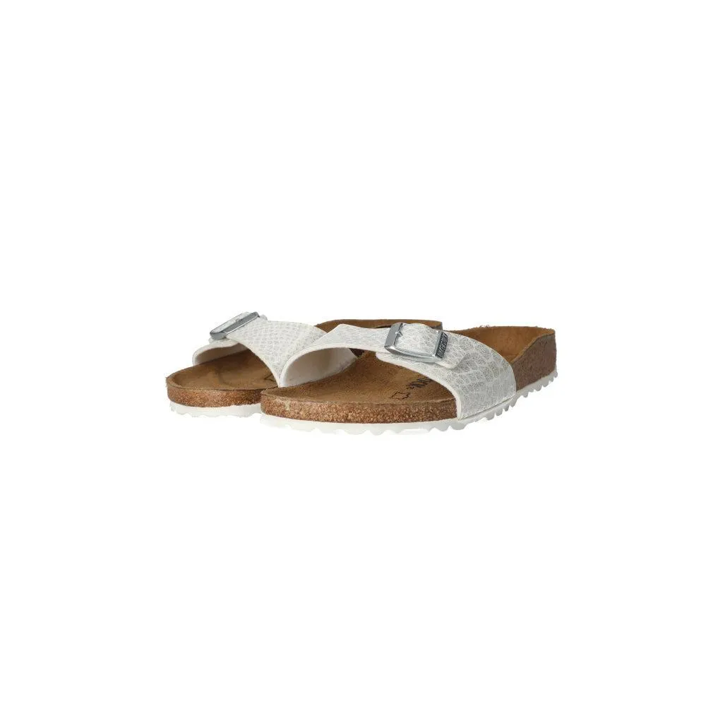 Birkenstock Madrid Strap Sandals Sliders Leather White Colour For Women