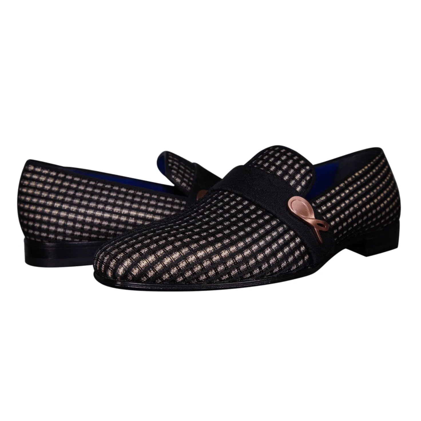 Black Oro Waffle Rose Gold Loafer