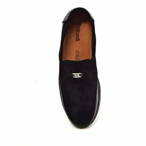 British Walkers Canterbury Men's Black Leather and Suede Slip On