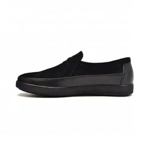 British Walkers Canterbury Men's Black Leather and Suede Slip On