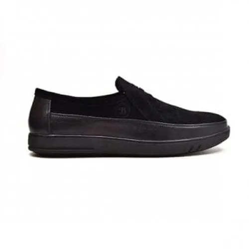 British Walkers Canterbury Men's Black Leather and Suede Slip On