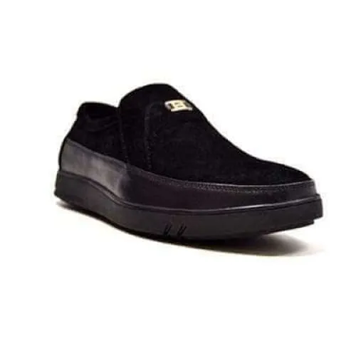 British Walkers Canterbury Men's Black Leather and Suede Slip On