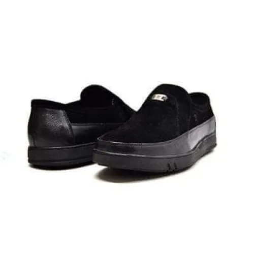 British Walkers Canterbury Men's Black Leather and Suede Slip On