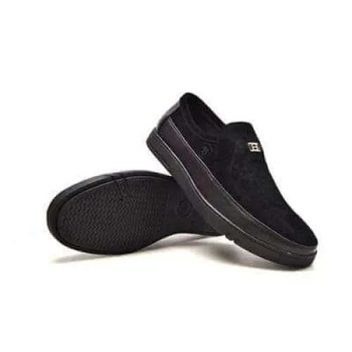 British Walkers Canterbury Men's Black Leather and Suede Slip On