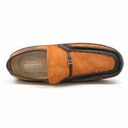 British Walkers Power Men's Rust and Brown Suede Crepe Sole Slip Ons