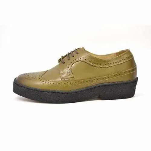 British Walkers Wingtip Low Cut Men's Olive Green Leather Oxfords