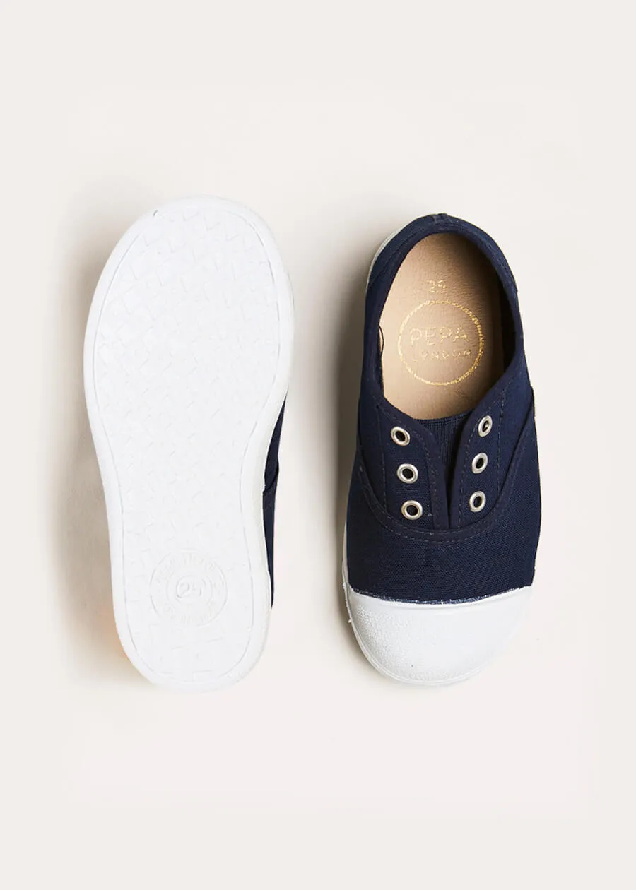 Canvas Plimsolls in Navy (20-34EU)