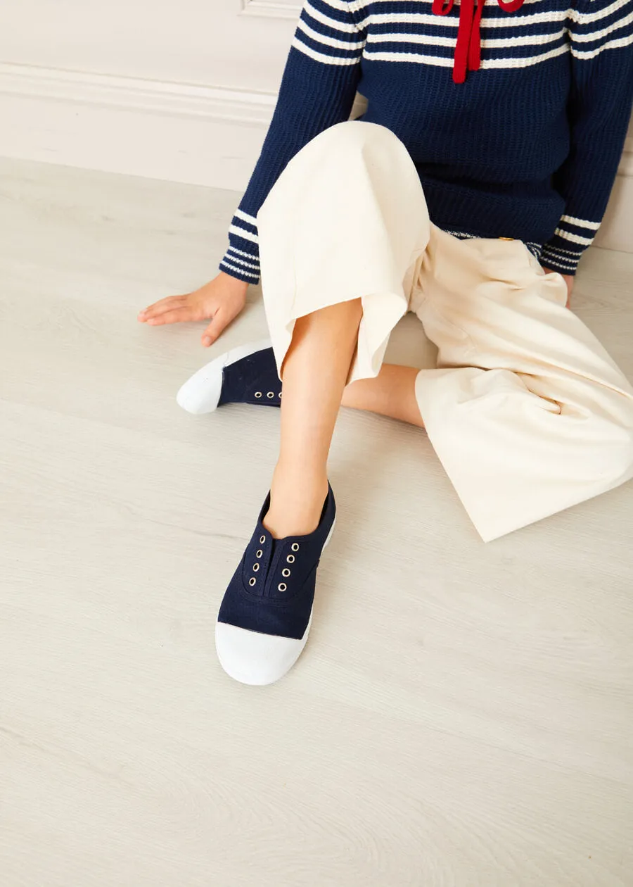 Canvas Plimsolls in Navy (20-34EU)