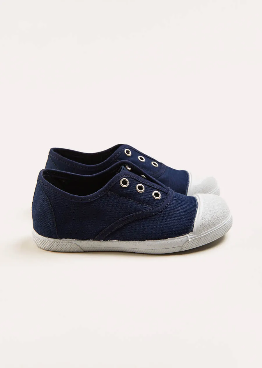 Canvas Plimsolls in Navy (20-34EU)