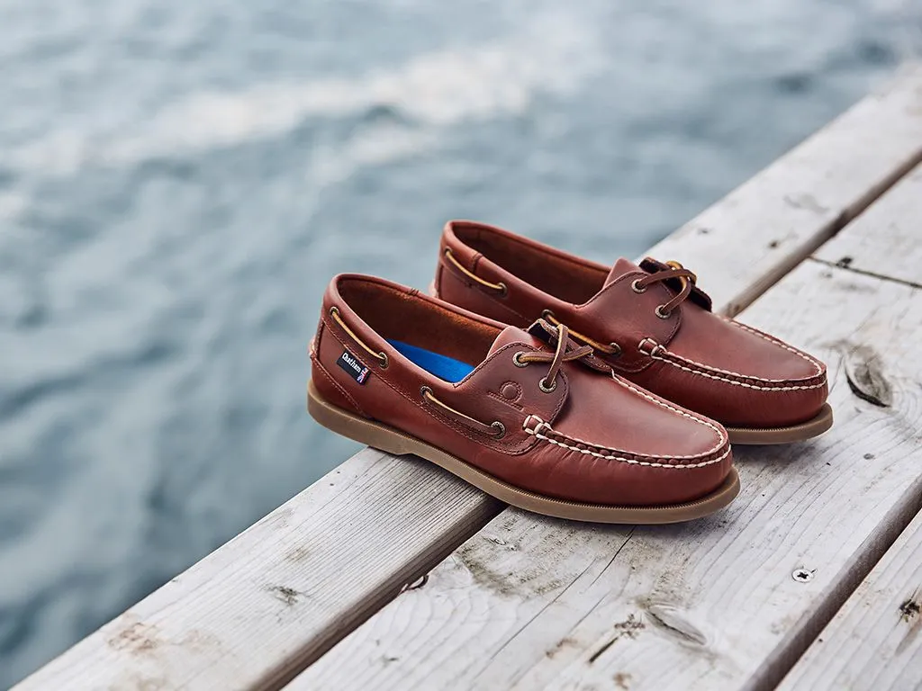 CHATHAM Mens Deck II G2 Leather Boat Shoes - Chestnut