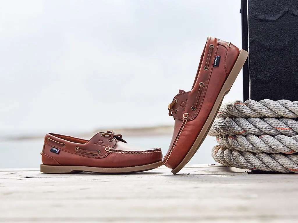 CHATHAM Mens Deck II G2 Leather Boat Shoes - Chestnut