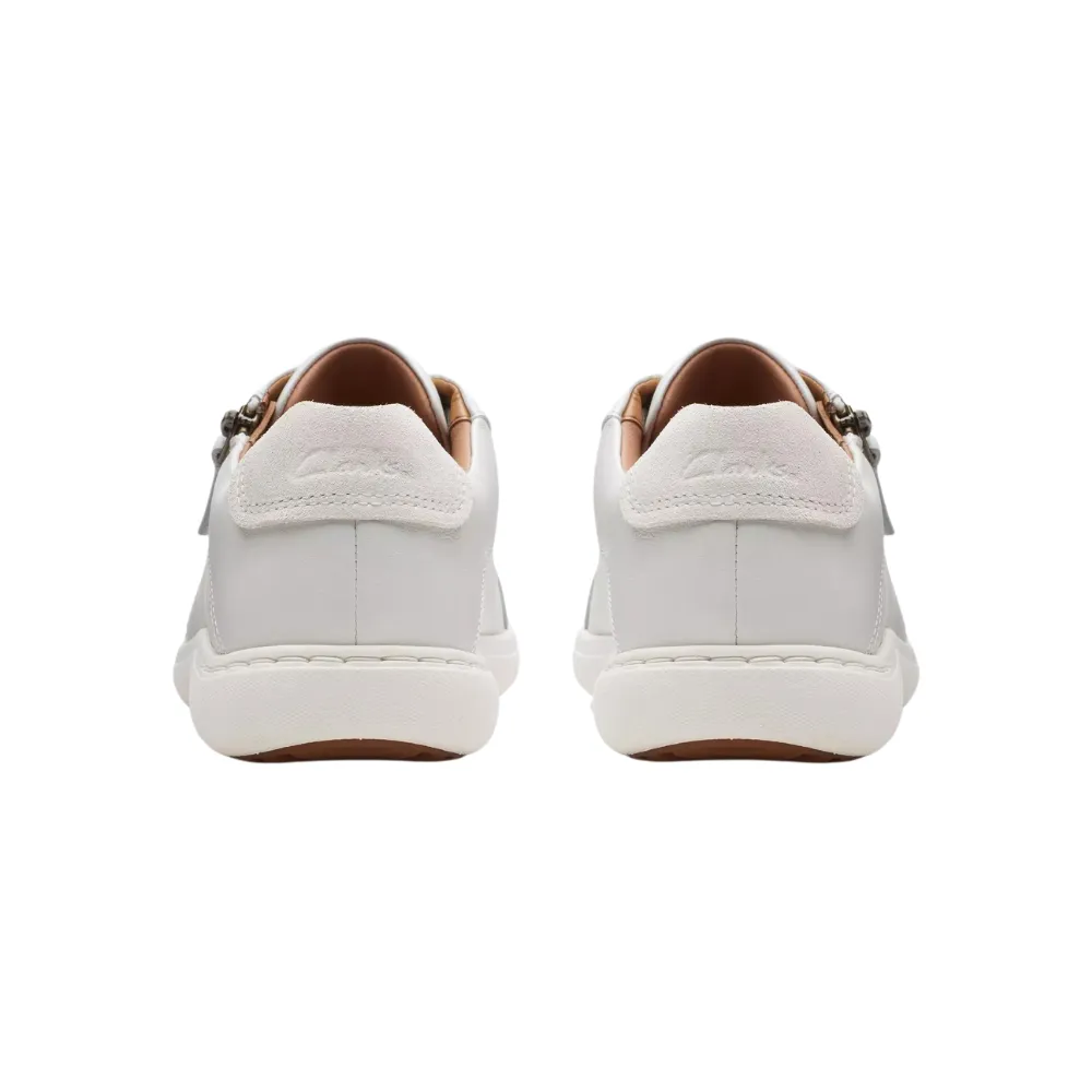 Clarks Nalle Lace White Leather Sneaker (Women's)