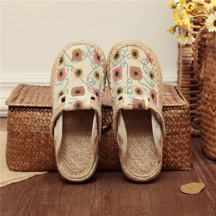 Cloth Shoes Linen Big Head Slippers Flat Heels Cotton Low Top Women's Slippers Shoes