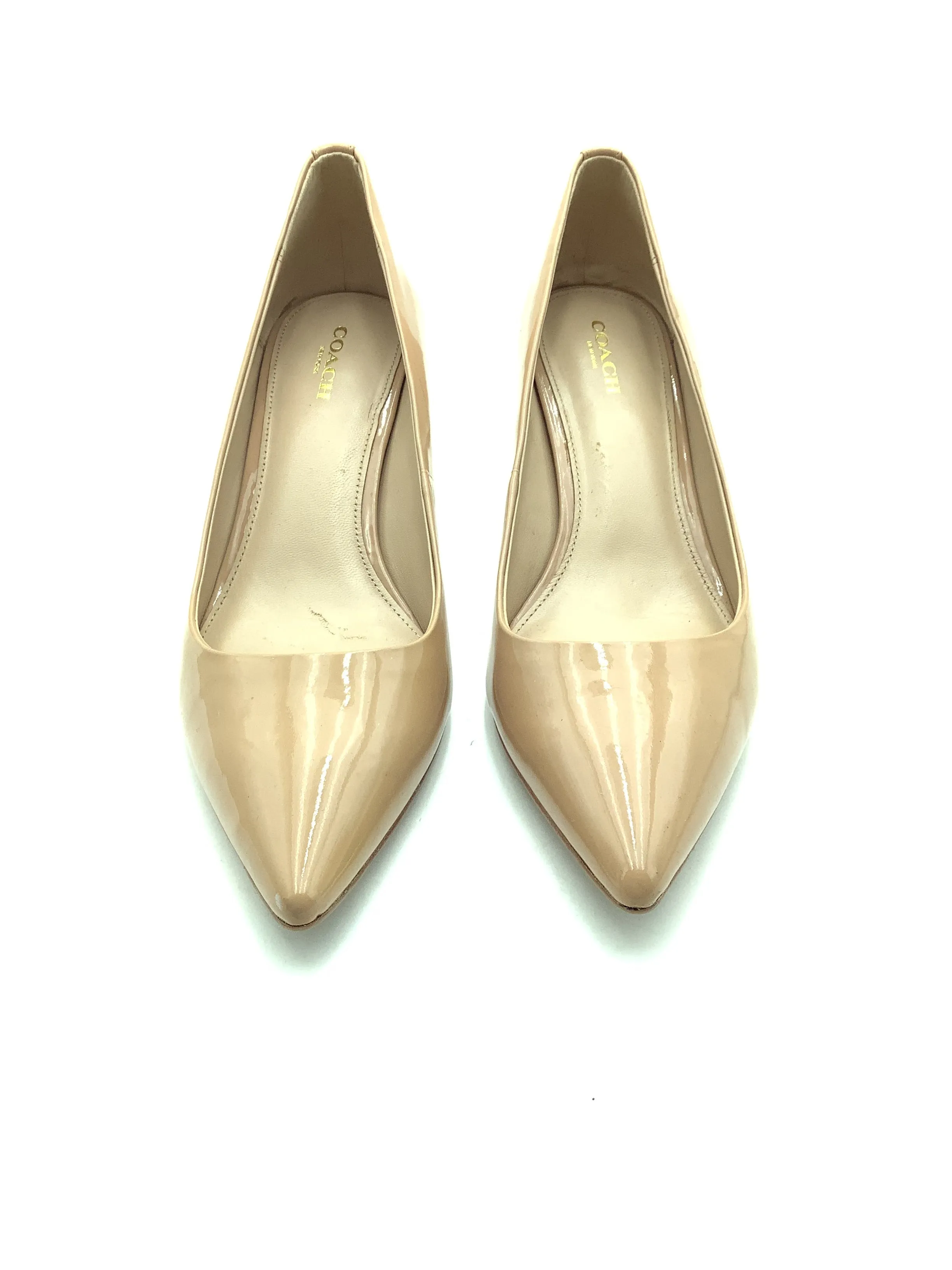 Coach Shoes Tan Patent Leather Pointed Toe Pumps Size: 10