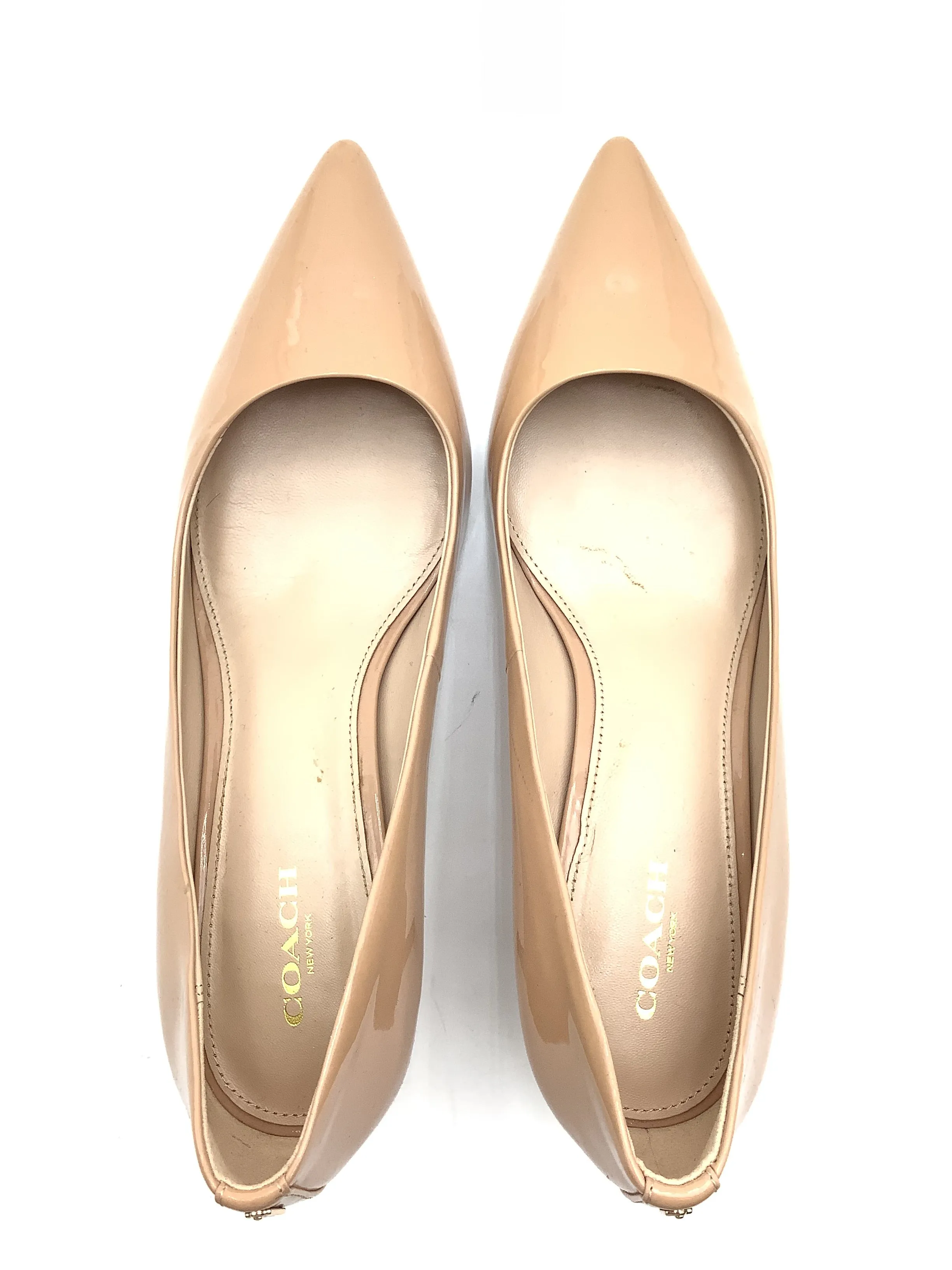 Coach Shoes Tan Patent Leather Pointed Toe Pumps Size: 10