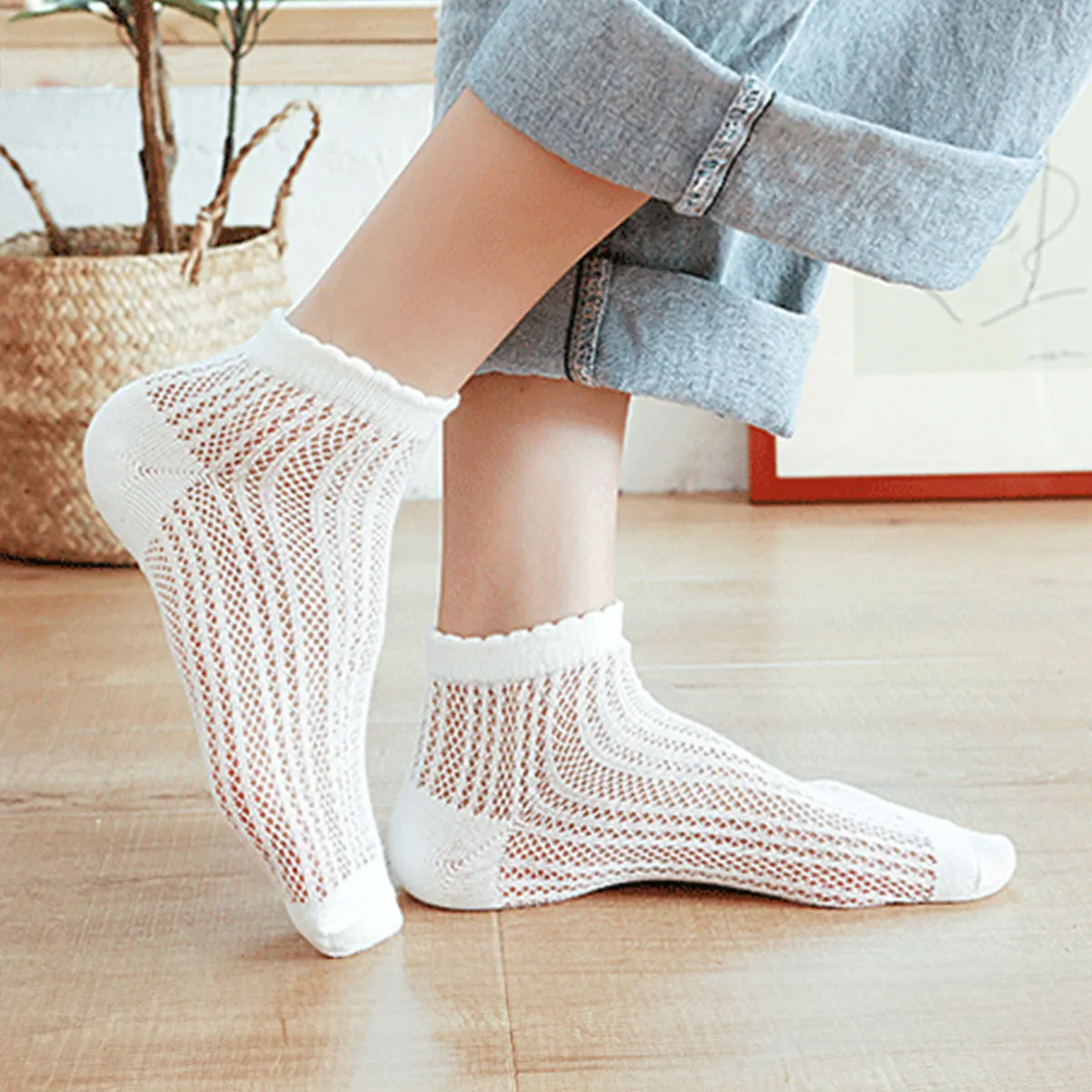 Crochet/Knit Mesh (Asst Color) Ankle Socks