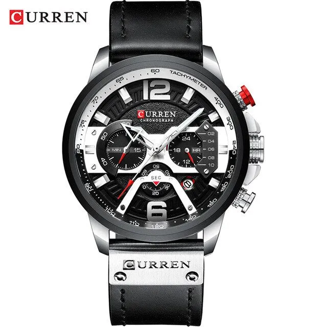 CURREN Military Style Water Resistant Sports Watch Chronograph & Full Calendar with Box