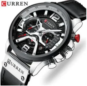 CURREN Military Style Water Resistant Sports Watch Chronograph & Full Calendar with Box