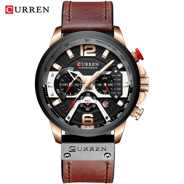 CURREN Military Style Water Resistant Sports Watch Chronograph & Full Calendar with Box