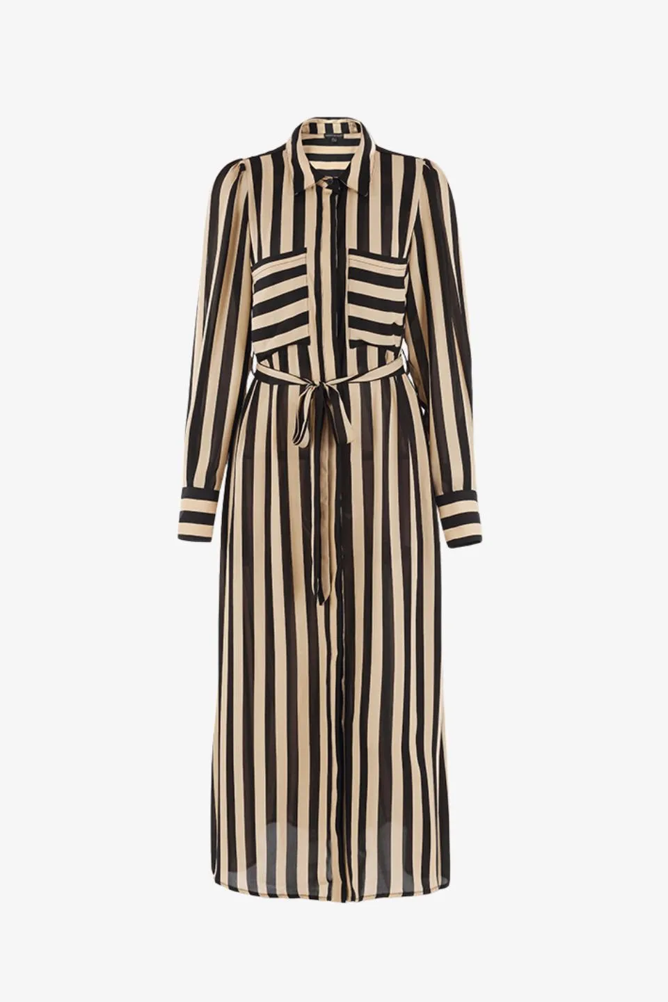 Cyprus Black Stripe LS Shirt Midi Dress