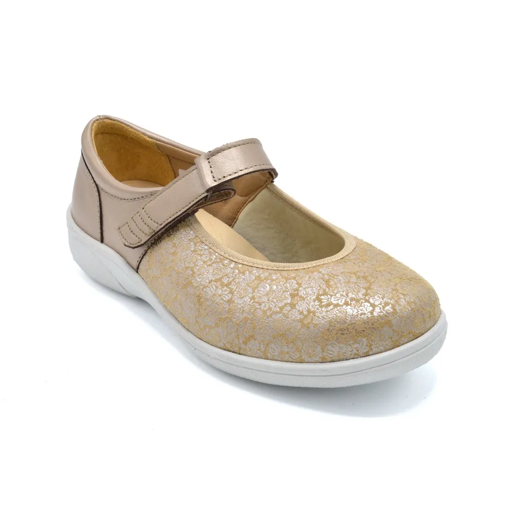 DB Roberta - Ladies Extra Wide Shoe - 2V and 6V Width Fittings - Soft Gold