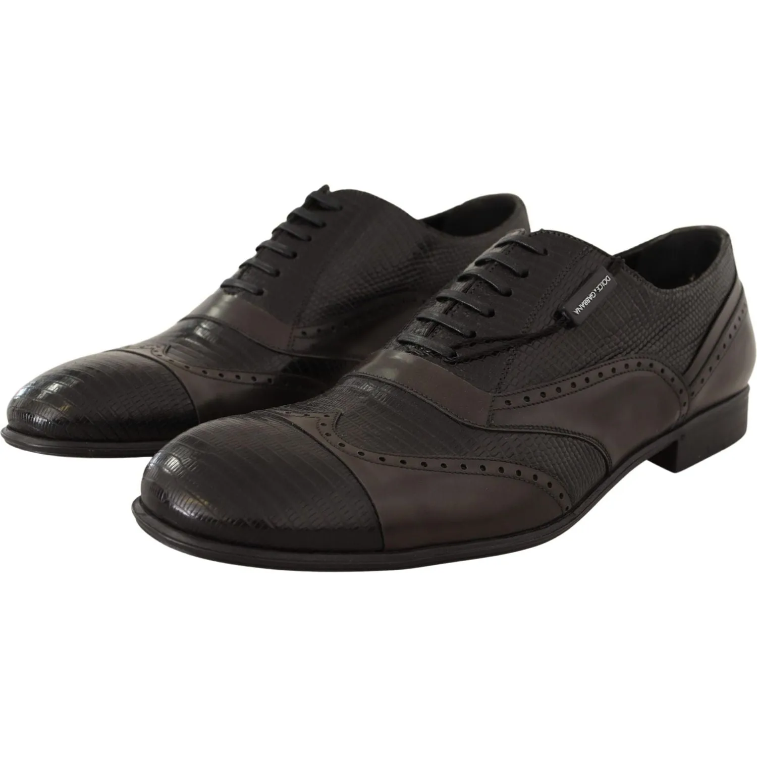 Dolce & Gabbana Elegant Brown Lizard Leather Oxford Shoes