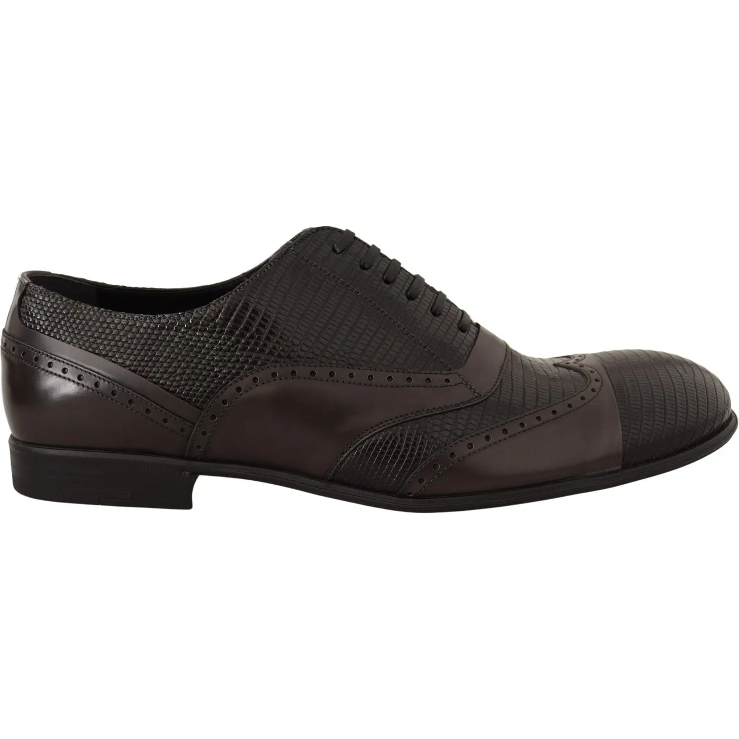 Dolce & Gabbana Elegant Brown Lizard Leather Oxford Shoes