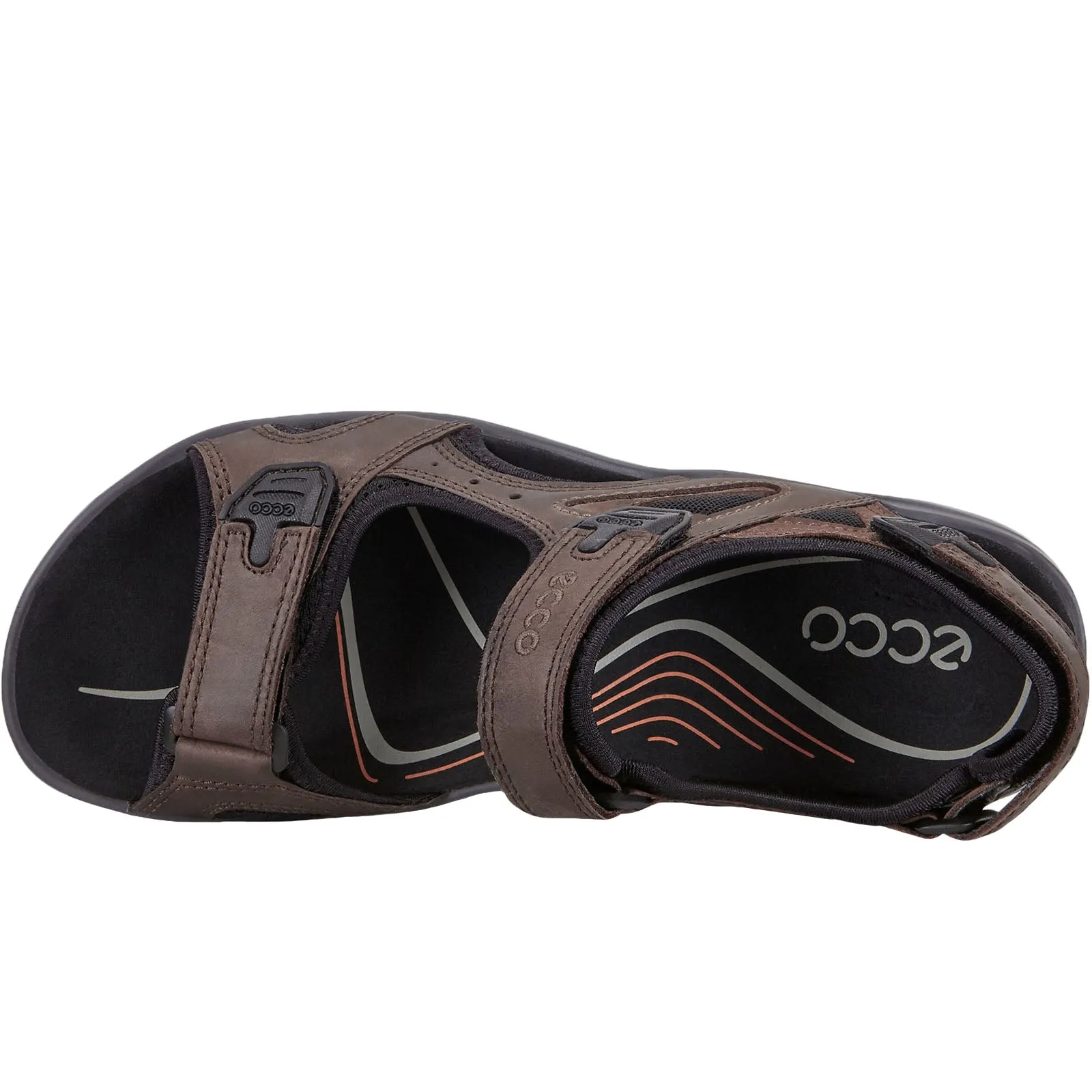 ECCO Mens Offroad Leather Hook & Loop Walking Sandals - Cocoa Brown