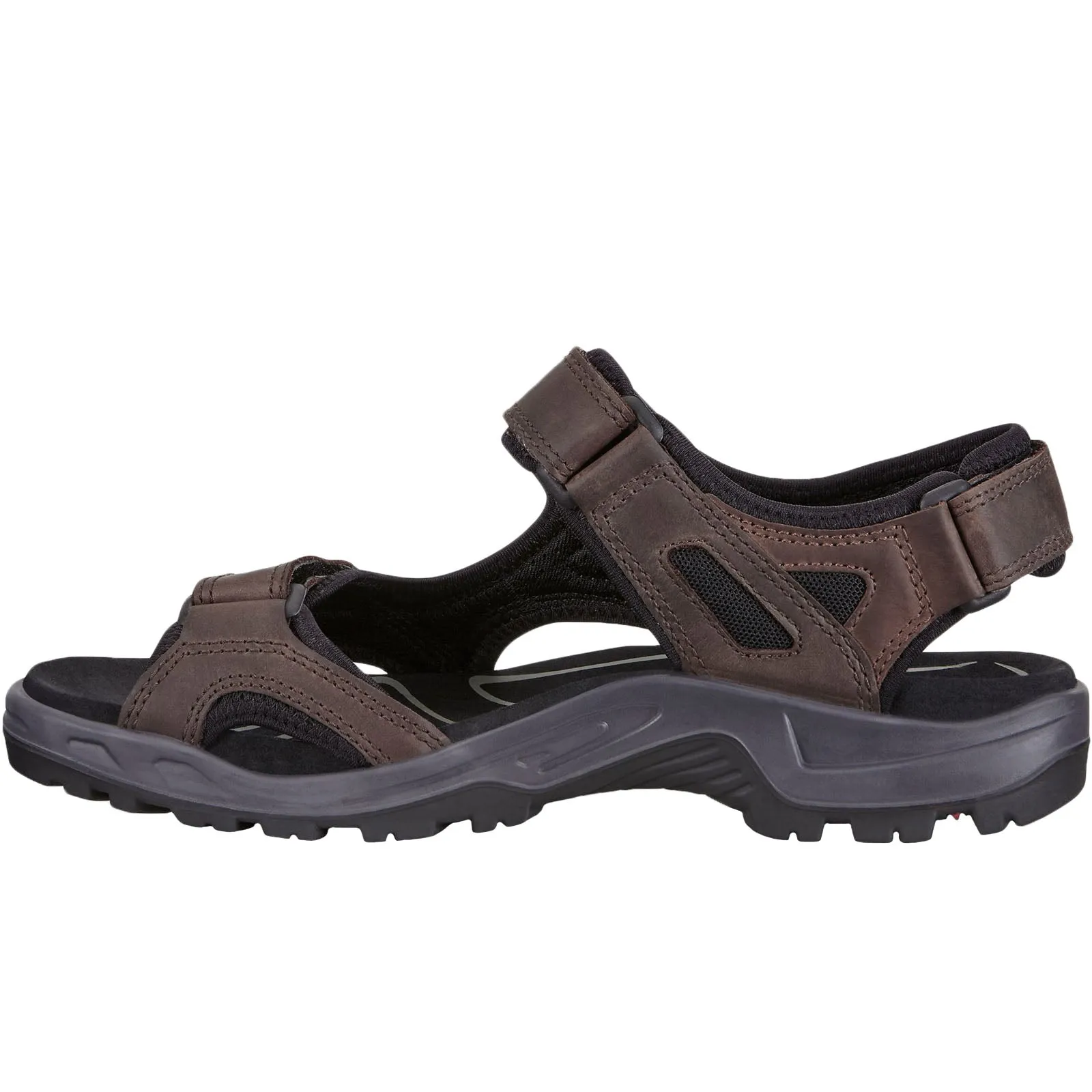 ECCO Mens Offroad Leather Hook & Loop Walking Sandals - Cocoa Brown