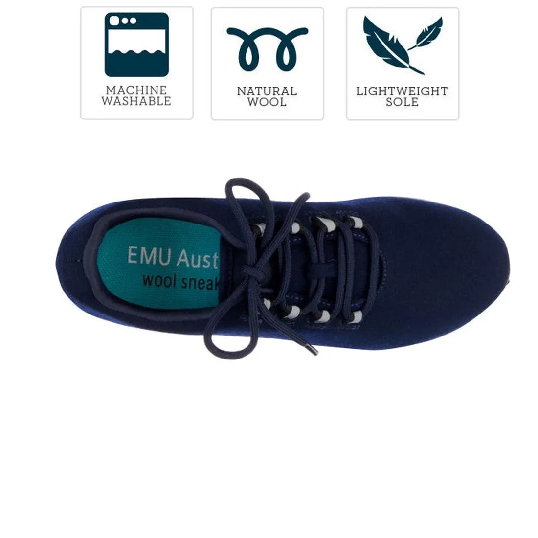 Emu Barkly Navy Wool Fabric Sneakers Lace Up