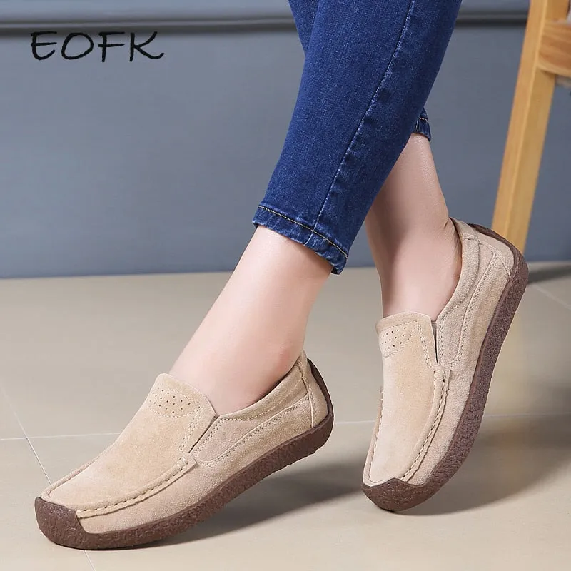 EOFK Spring Autumn Women Moccasins Women's Flats